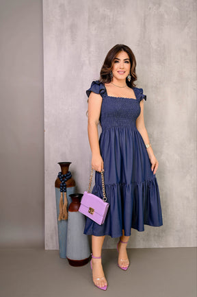 Vestido midi lastex jeans - B51