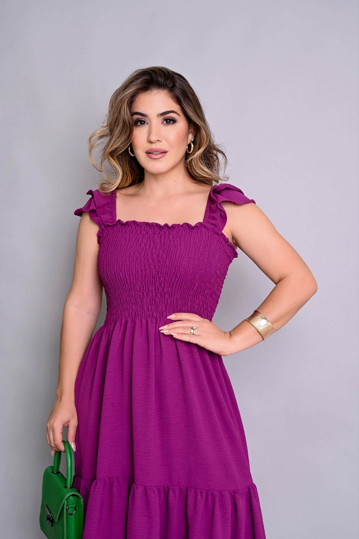 Vestido midi lastex roxo - B68